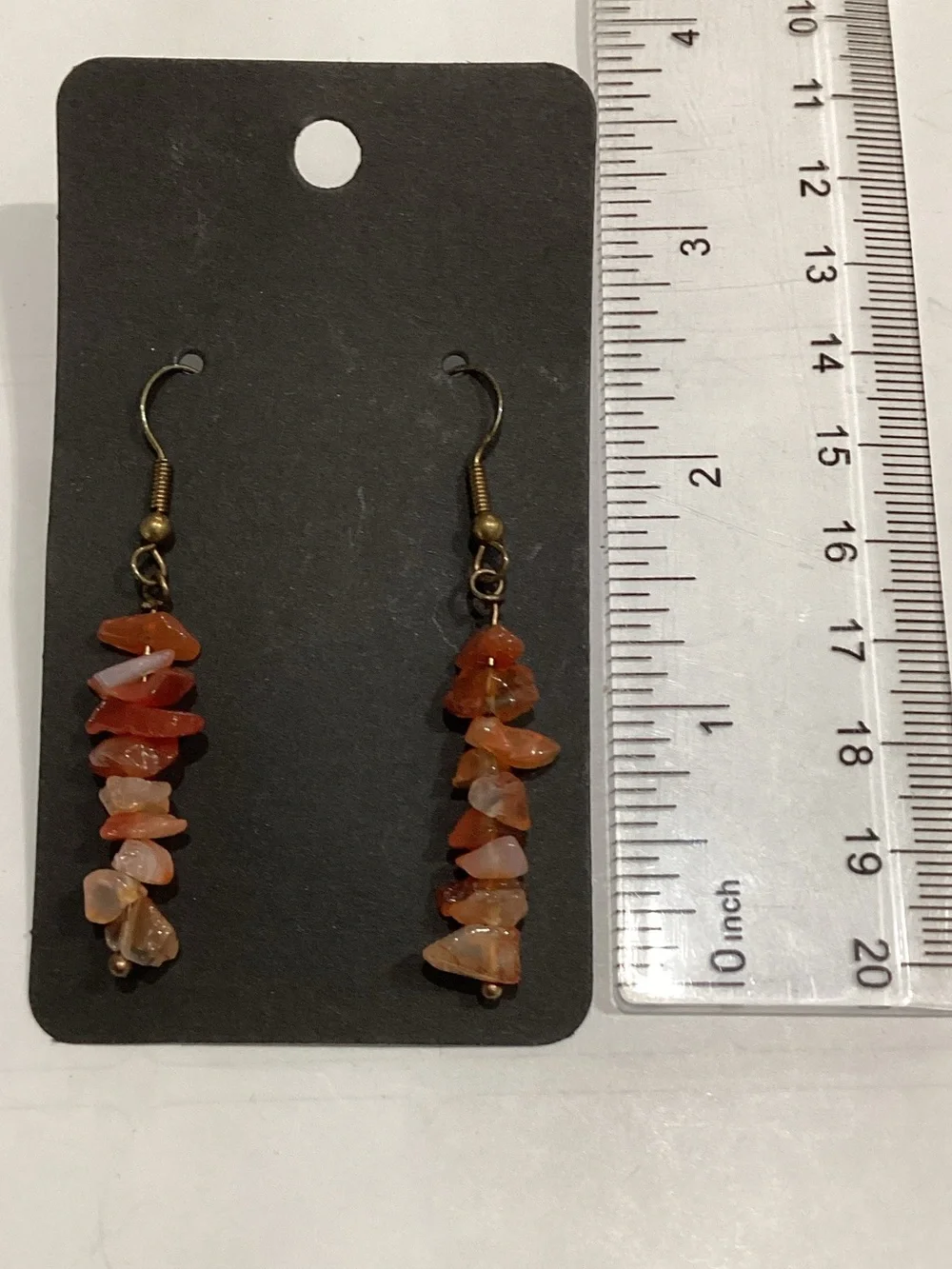 Handmade Orange Chip Stone Dangle Earrings